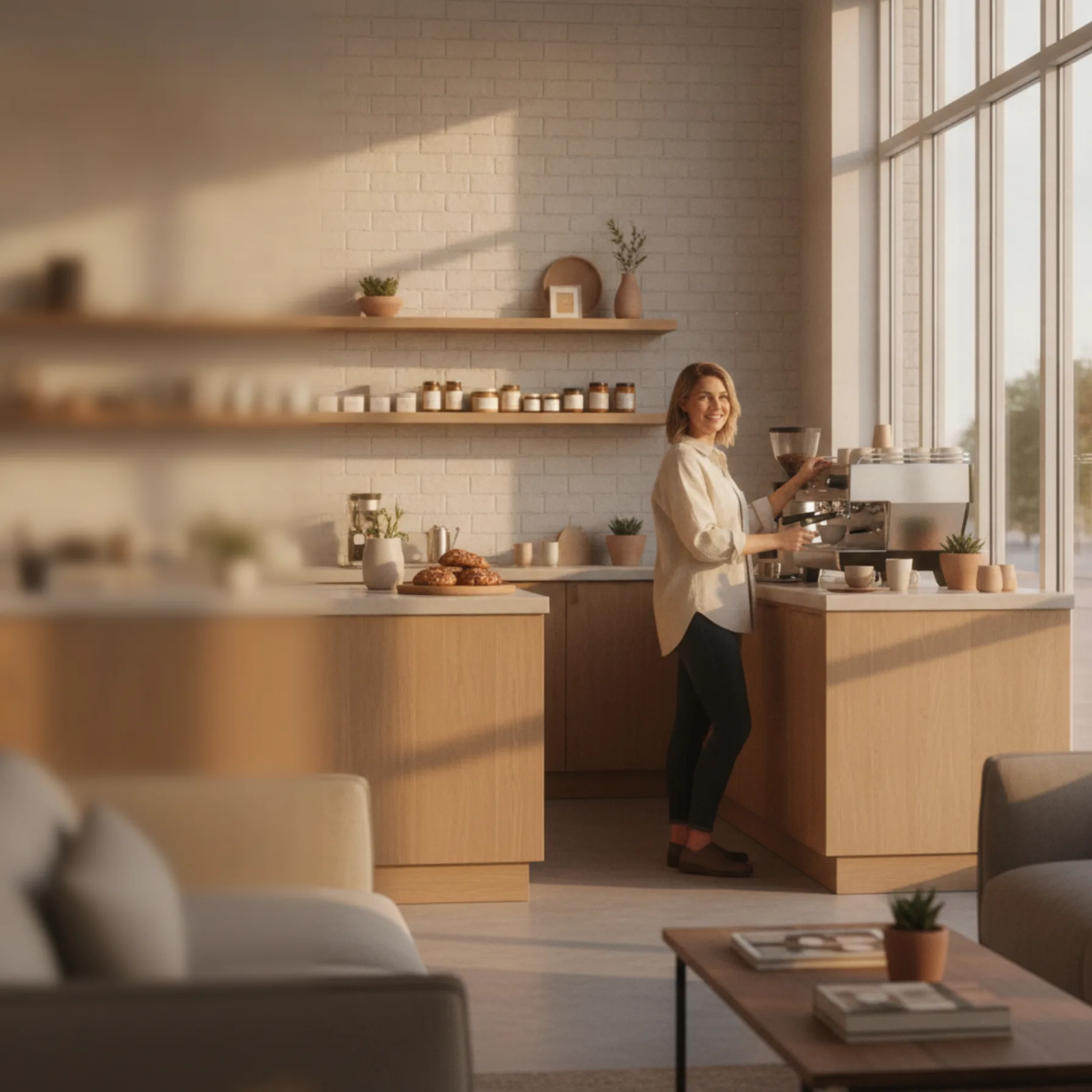Business owner reviewing connected business signals